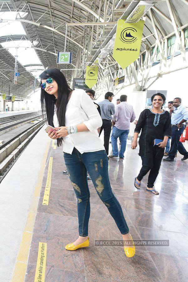 Trisha Waiting for Chennai Metro Train